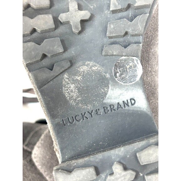 Lucky Brand Heylie Suede Lace Up Fold Over Ankle Boot Combat Boot Grey Size 7.5M - Picture 12 of 12